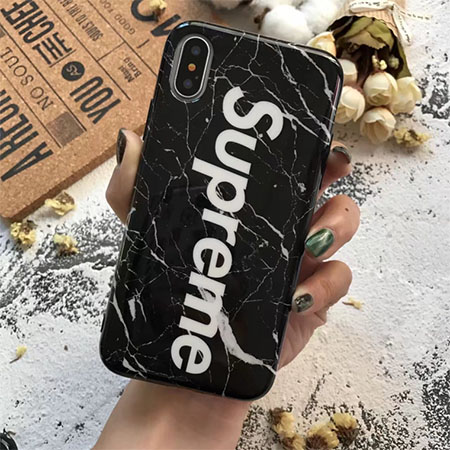 SUPREME iPhonex ケース 大理石 黒