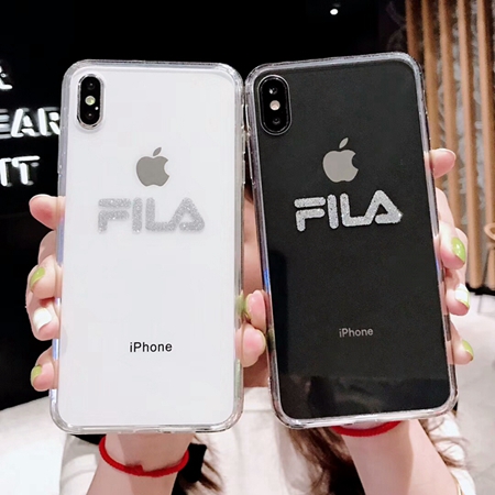 FILA iphone xs max ケース 透明 フィラ ガラス製 頑丈 爽やか 男女兼用