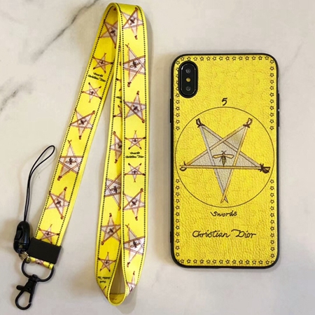 スマホケース iPhonexs カバー ディオール DIOR タロット 可愛い 黄色 トランク型