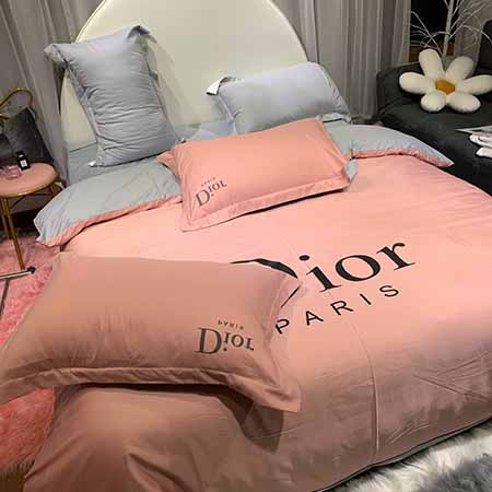 Dior  ブランド柄ピンクコットン100％掛け布団カバー