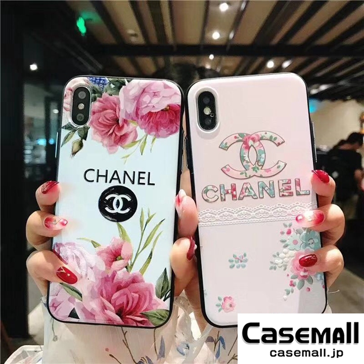 chanel iPhone7plus カバー 花柄 浮き彫り