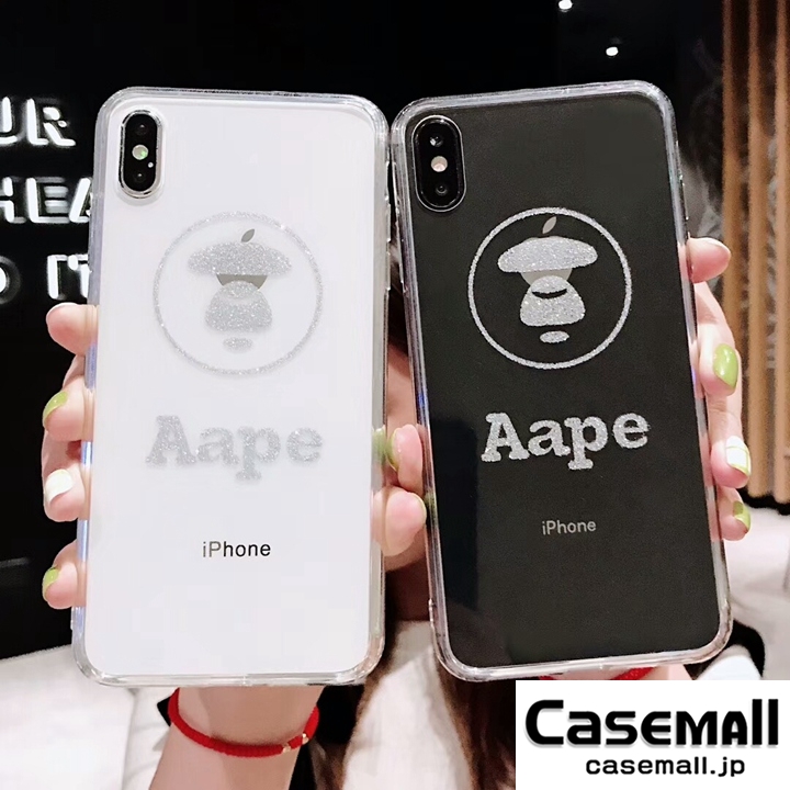 Aape iPhoneXSケース 強化ガラス製