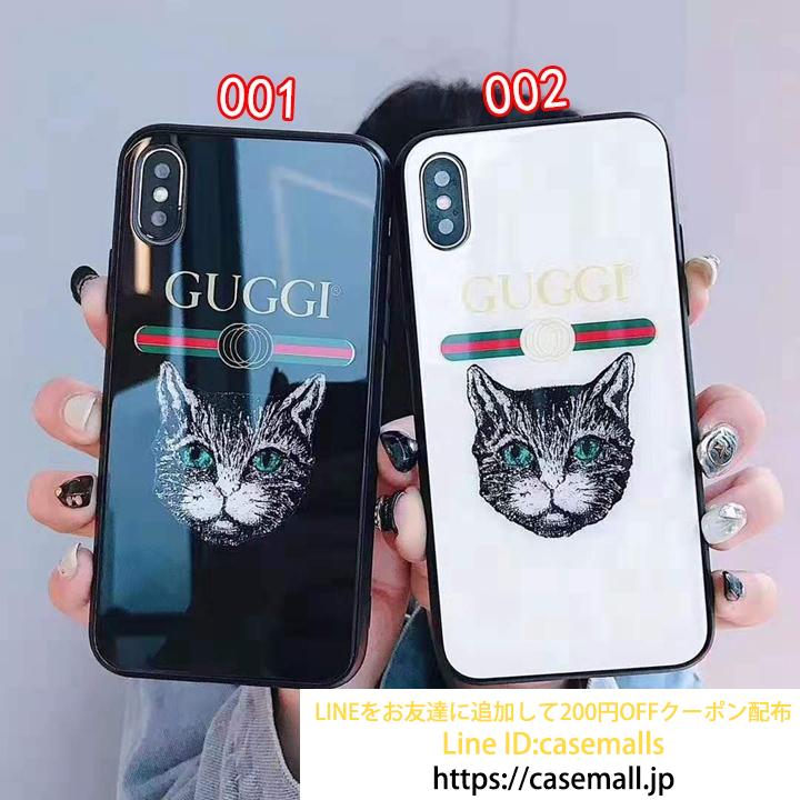 GUCCI iPhoneXS ガラスケース 猫顔