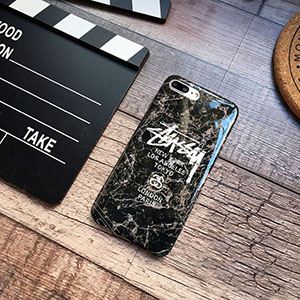 iPhone7ケース ステューシー ブラック 大理石紋