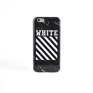 オフホワイト iPhone7 plusケース 大理石柄 ブラック