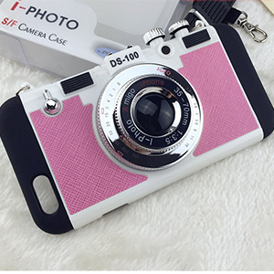 韓国風 iphone7plusケース カメラ型 ピンク