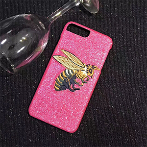 GUCCI パロディ iphone7sケース 刺繍 ピンク