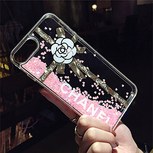 chanel iphone8plusケース クリア キラキラ ピンク