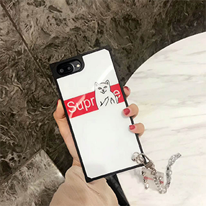 シュプリーム リップンディップ iphone8ケース 新作 チェーン付き ホワイト