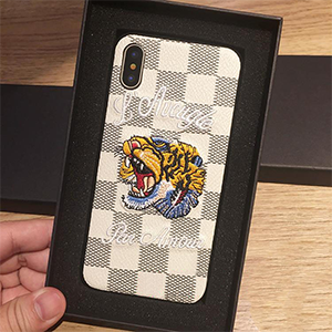 lv ダミエ iphonexケース 刺繍柄