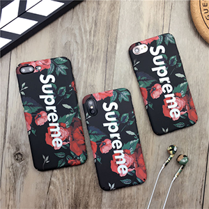 supreme iphonexカバー 花柄 ブラック