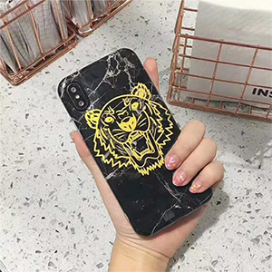ケンゾー iphone8 ケース 大理石柄 黒