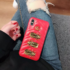 gucci iphonexカバー 昆虫 レッド