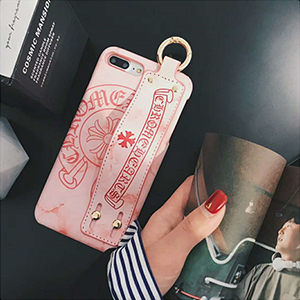 クロムハーツ iphonex ケース ハンドベルト付き ピンク