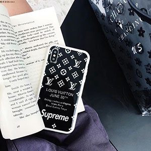 lv supreme iphonexs ケース ガラス ブラック